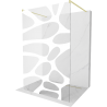 Mexen Kioto freestanding shower wall 140 x 200 cm, white wave 8 mm, brushed gold - 800-140-002-55-97