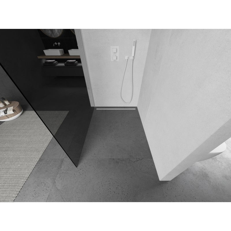Mexen Kioto L Duschwand Walk-in 80 x 200 cm, Graphit, Weiß - 800-080-103-20-40