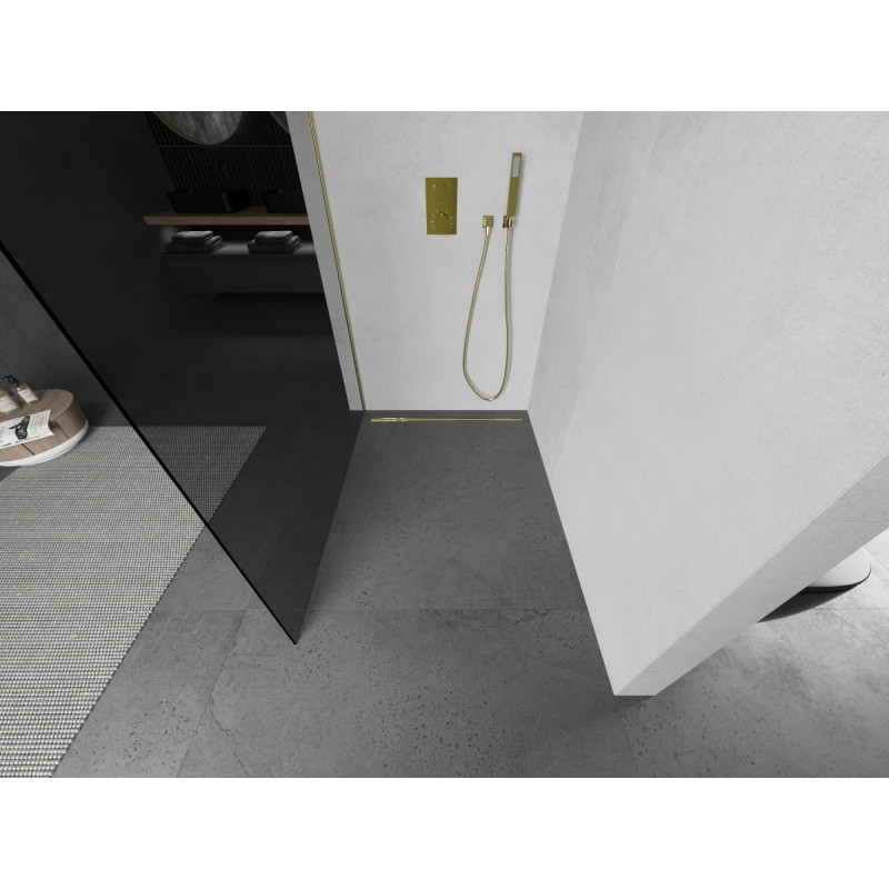 Mexen Kioto L dušisein Walk-in 90 x 200 cm, grafiit, kuldne harjatud - 800-090-103-55-40