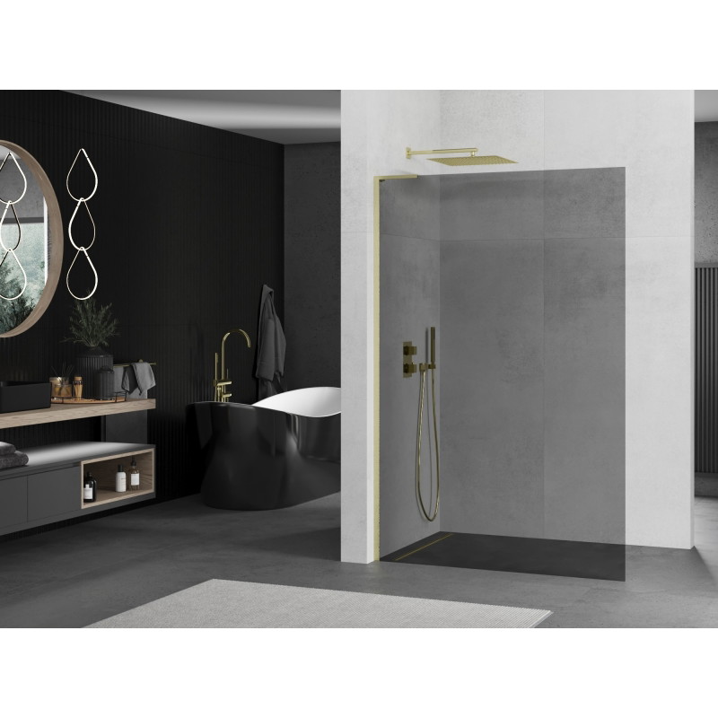 Mexen Kioto L dušisein Walk-in 90 x 200 cm, grafiit, kuldne harjatud - 800-090-103-55-40