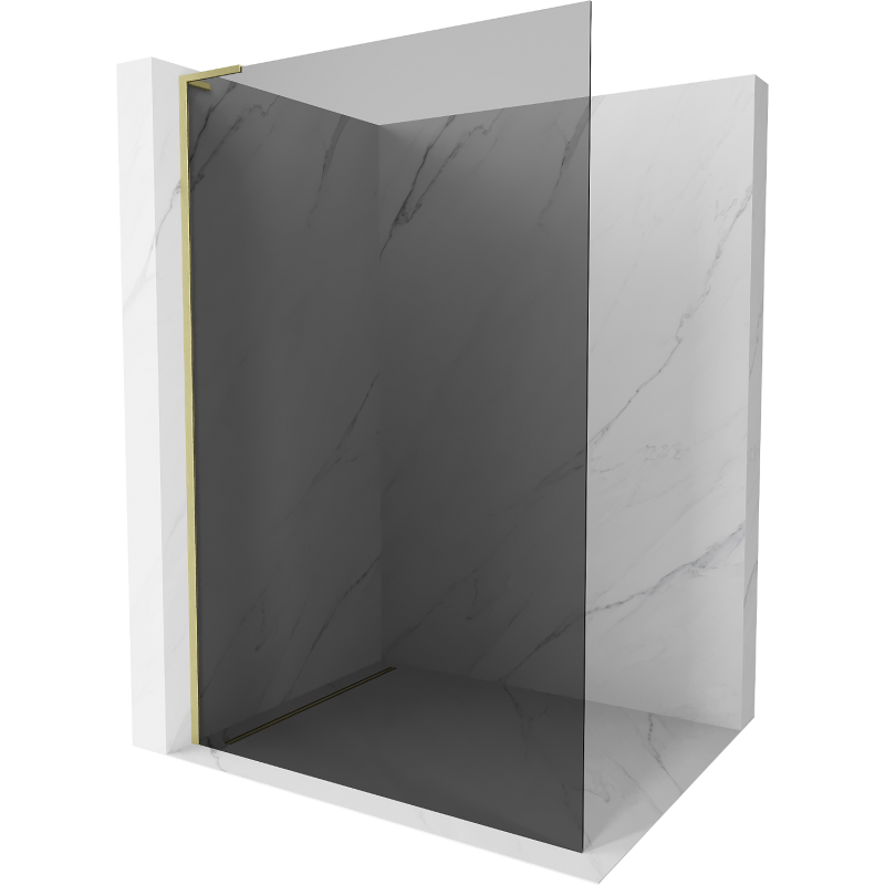 Mexen Kioto L panel de ducha Walk-in 120 x 200 cm, grafito, dorado cepillado - 800-120-103-55-40