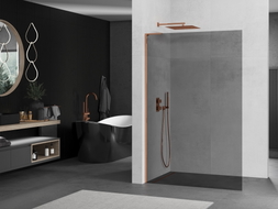 Mexen Kioto L zidna pregrada za tuš Walk-in 70 x 200 cm, grafit, ružičasto zlato - 800-070-103-60-40