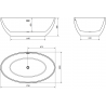 Mexen Nike vrijstaande badkuip 175 x 100 cm, wit/zwart, zwarte overloop - 54071751075-70