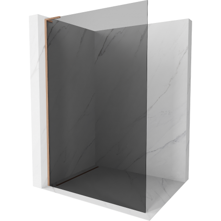 Mexen Kioto L Duschwand Walk-in 100 x 200 cm, Graphit, gebürstetes Kupfer - 800-100-103-65-40