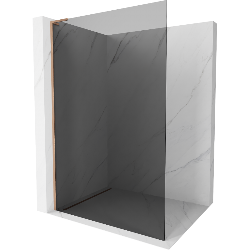 Mexen Kioto L pared de ducha Walk-in 120 x 200 cm, grafito, cobre cepillado - 800-120-103-65-40
