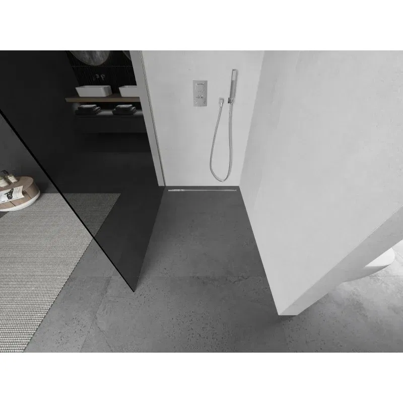 Mexen Kioto L paroi de douche Walk-in 80 x 200 cm, graphite, nickel brossé - 800-080-103-97-40