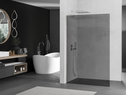Mexen Kioto L Tuš zid Walk-in 120 x 200 cm, grafit, brušeni nikal - 800-120-103-97-40