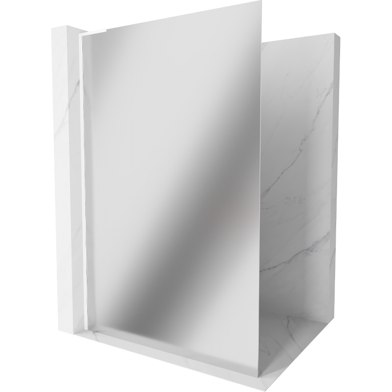 Mexen Kioto L ścianka prysznicowa Walk-in 120 x 200 cm, lustro, biała - 800-120-103-20-50