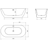 Mexen Roxy freistehende Badewanne 170 x 80 cm, weiß, Überlauf schwarz - 51201708000-70