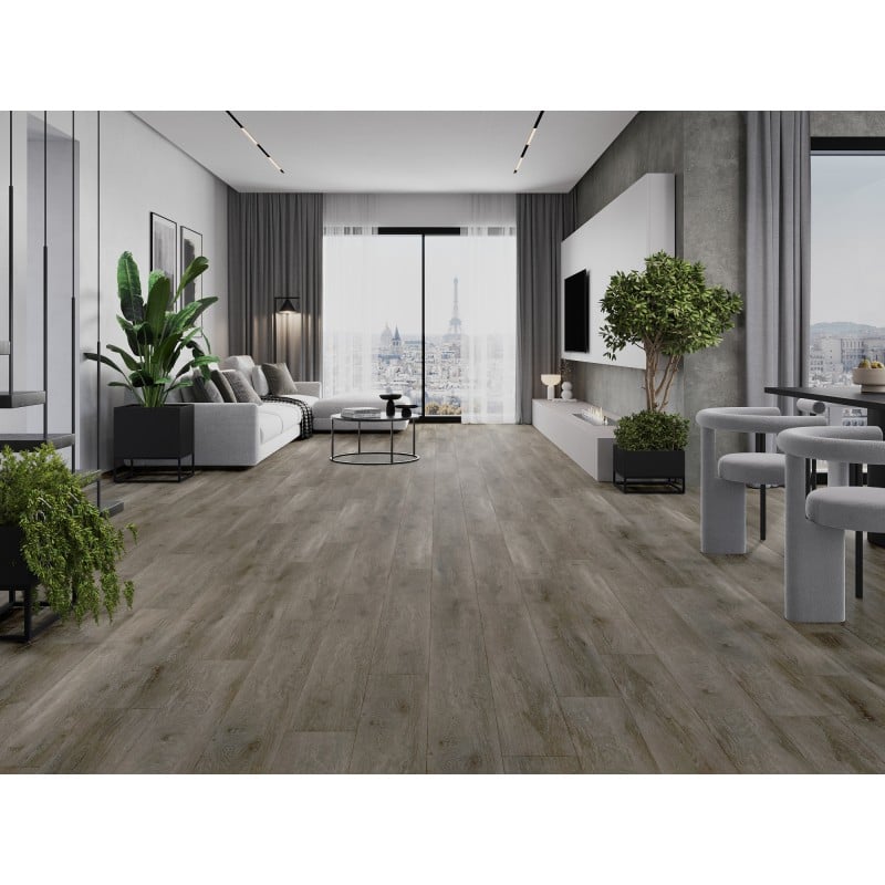 Mexen Sherwood painéis vinílicos 1240 x 182 mm SPC 6,5 mm, base IXPE 1,5 mm, 4 V-Fuga, Carvalho - F1051-1240-182-505-4V1-01