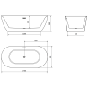 Mexen Roxy vrijstaande badkuip 170 x 80 cm, wit/zwart, gouden geborstelde overloop - 51201708075-55