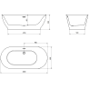Mexen Roxy freistehende Badewanne 180 x 85 cm, Weiß, mit schwarzem Überlauf - 51201808500-70