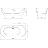 Mexen Roxy vrijstaande badkuip 180 x 85 cm, wit, overloop geborsteld nikkel - 51201808500-97