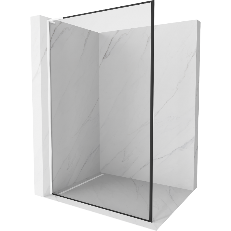 Mexen Kioto L Suihkuseinä Walk-in 50 x 200 cm, musta kehys, valkoinen - 800-050-103-20-70