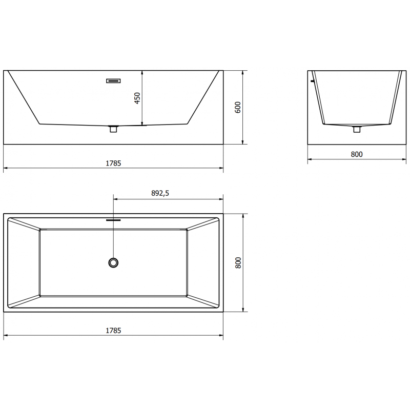 Mexen Vigo vasca da bagno freestanding 178,5 x 80 cm, bianca, troppo pieno bianco - 51251788000-20