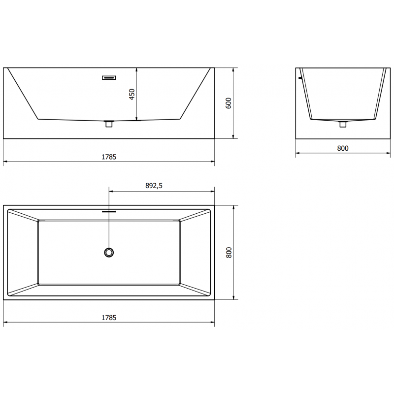 Mexen Vigo freestanding bath 178.5 x 80 cm, white, brushed gold overflow - 51251788000-55