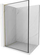 Mexen Kioto L tuš pregrada Walk-in 70 x 200 cm, crni okvir, zlatni - 800-070-103-50-70