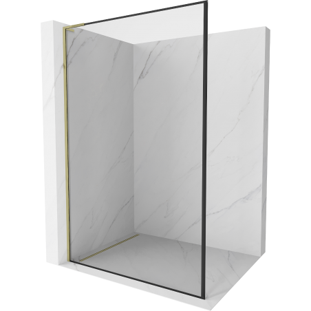 Mexen Kioto L Shower Wall Walk-in 90 x 200 cm, Black Frame, Gold - 800-090-103-50-70
