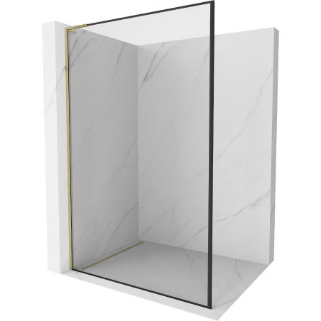 Mexen Kioto L parete doccia Walk-in 120 x 200 cm, cornice nera, oro - 800-120-103-50-70