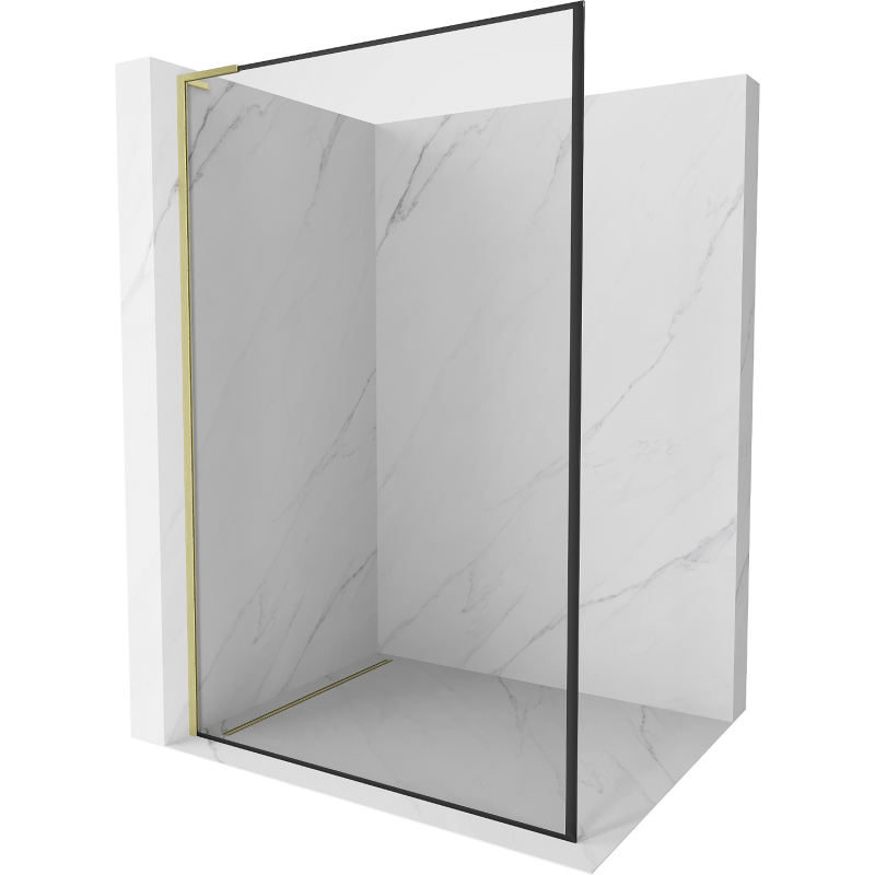 Mexen Kioto L cloison de douche Walk-in 80 x 200 cm, cadre noir, or brossé - 800-080-103-55-70