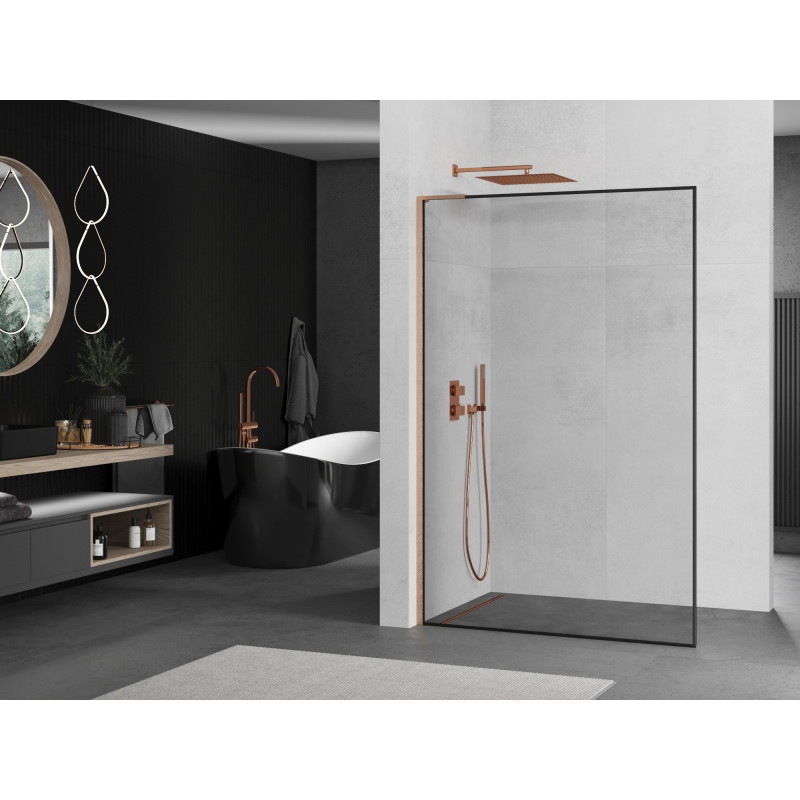 Mexen Kioto L dušisein Walk-in 80 x 200 cm, must raam, harjatud vask - 800-080-103-65-70