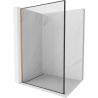 Mexen Kioto L Duschwand Walk-in 100 x 200 cm, schwarzer Rahmen, gebürstetes Kupfer - 800-100-103-65-70