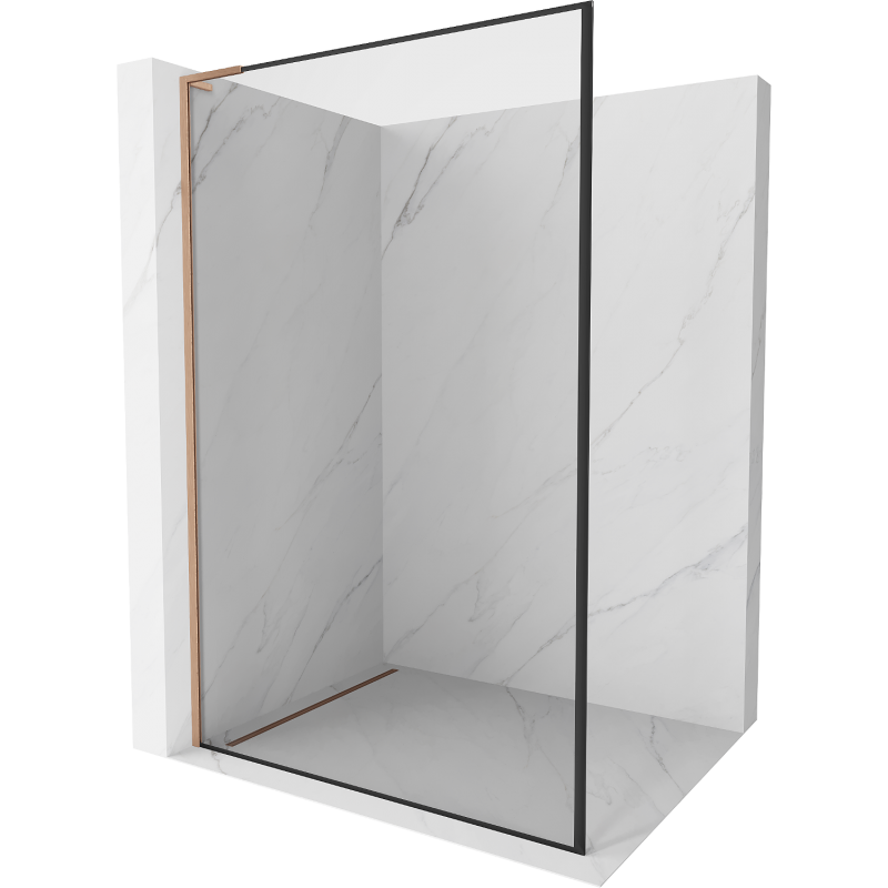 Mexen Kioto L Duschvägg Walk-in 110 x 200 cm, svart ram, borstad koppar - 800-110-103-65-70