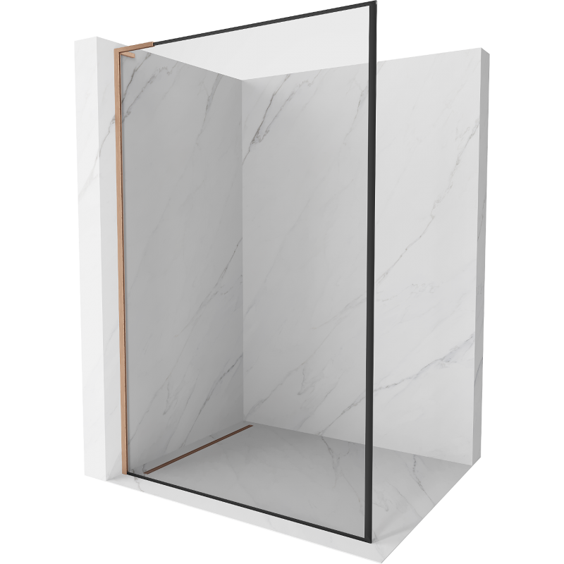 Mexen Kioto L panel de ducha Walk-in 120 x 200 cm, marco negro, cobre cepillado - 800-120-103-65-70