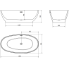 Mexen Bilbao vrijstaande badkuip 180 x 90 cm, wit, goud overloop - 51311809000-50