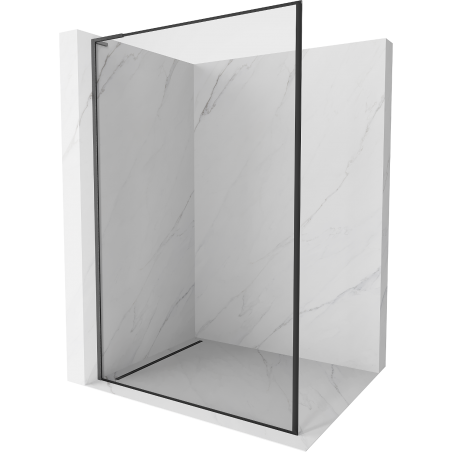 Mexen Kioto L Panneau de douche Walk-in 90 x 200 cm, cadre noir, gris acier brossé - 800-090-103-66-70