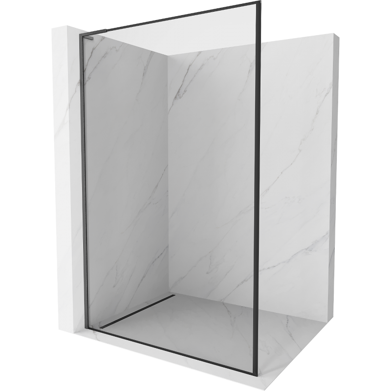 Mexen Kioto L parede de duche Walk-in 100 x 200 cm, moldura preta, cinza mate escovado - 800-100-103-66-70