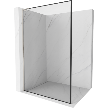 Mexen Kioto L paroi de douche Walk-in 50 x 200 cm, cadre noir, nickel brossé - 800-050-103-97-70