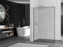 Mexen Kioto L ścianka prysznicowa Walk-in 50 x 200 cm, czarna ramka, nikiel szczotkowany - 800-050-103-97-70