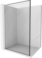 Mexen Kioto L Walk-in tuš stijenka 60 x 200 cm, crni okvir, brušeni nikal - 800-060-103-97-70