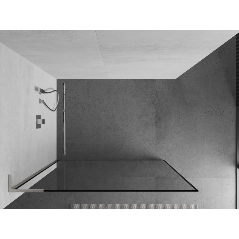 Mexen Kioto L dušisein Walk-in 60 x 200 cm, must raam, harjatud nikkel - 800-060-103-97-70