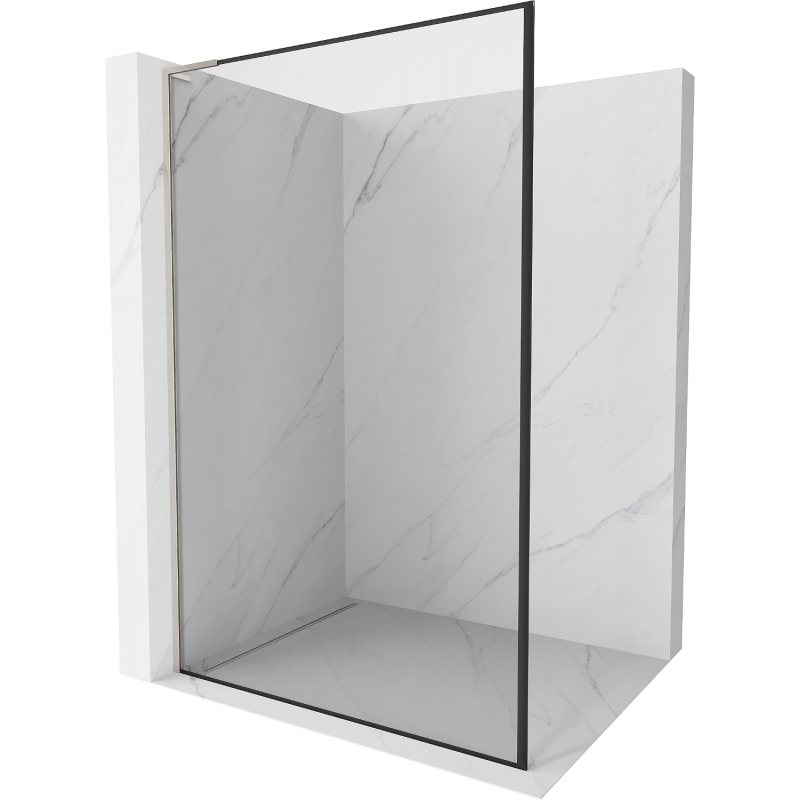 Mexen Kioto L shower panel Walk-in 100 x 200 cm, black frame, brushed nickel - 800-100-103-97-70