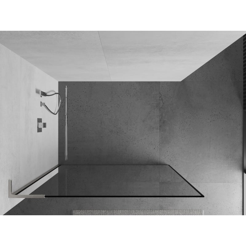 Mexen Kioto L dušisein Walk-in 120 x 200 cm, must raam, harjatud nikkel - 800-120-103-97-70