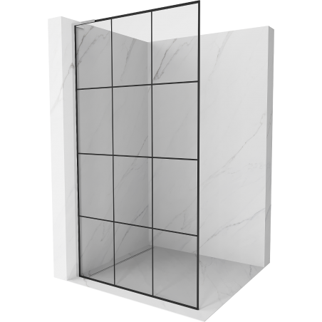 Mexen Kioto L stijena za tuširanje Walk-in 110 x 200 cm, crna rešetka, krom - 800-110-103-01-77