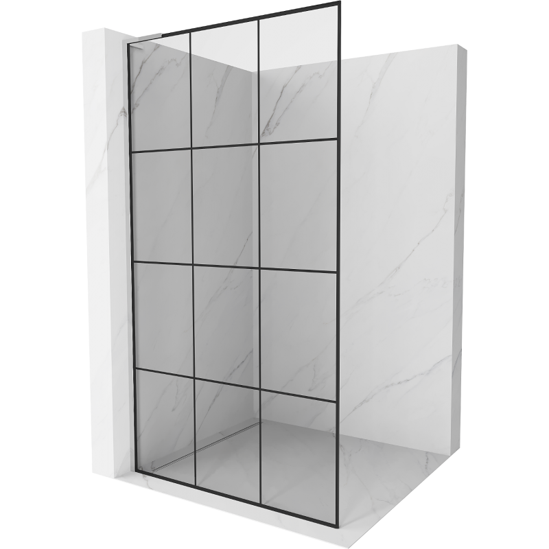 Mexen Kioto L cloison de douche Walk-in 120 x 200 cm, grille noire, chromée - 800-120-103-01-77