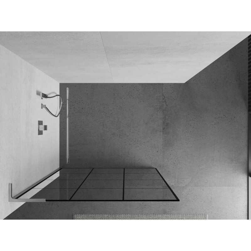 Mexen Kioto L cloison de douche Walk-in 120 x 200 cm, grille noire, chromée - 800-120-103-01-77