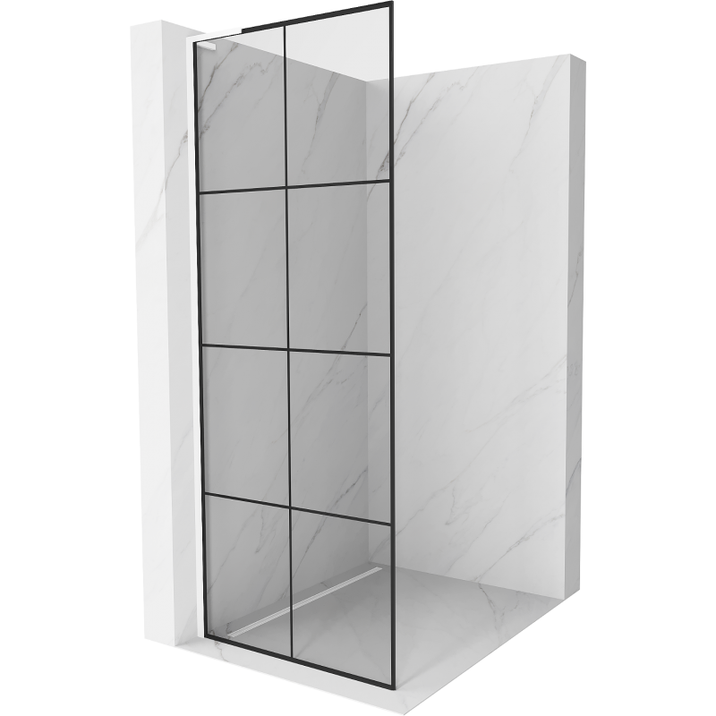 Mexen Kioto L shower wall Walk-in 80 x 200 cm, black grid, white - 800-080-103-20-77