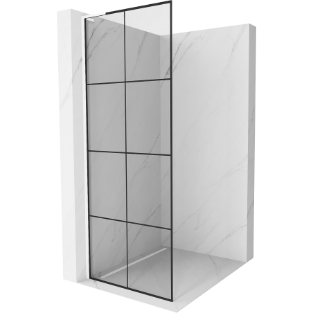 Mexen Kioto L ścianka prysznicowa Walk-in 80 x 200 cm, czarna kratka, biała - 800-080-103-20-77