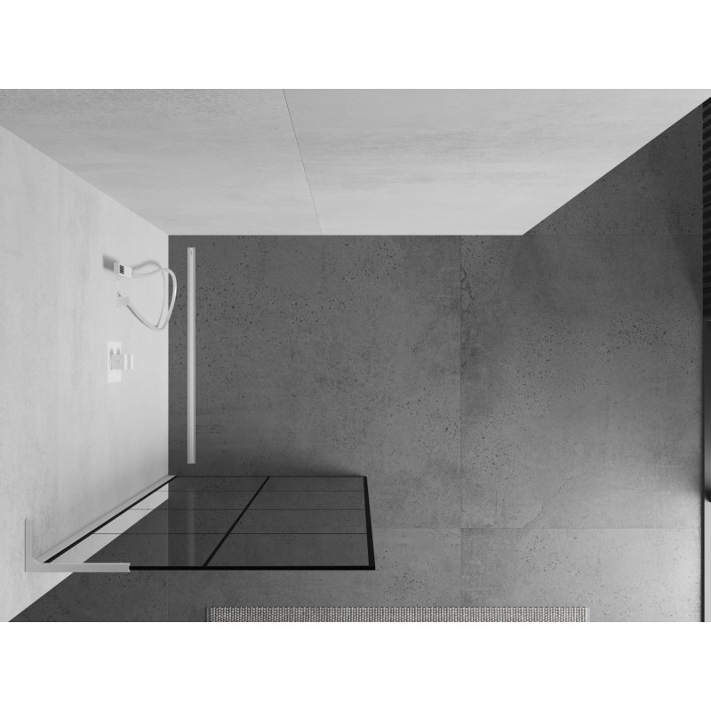 Mexen Kioto L ścianka prysznicowa Walk-in 90 x 200 cm, czarna kratka, biała - 800-090-103-20-77
