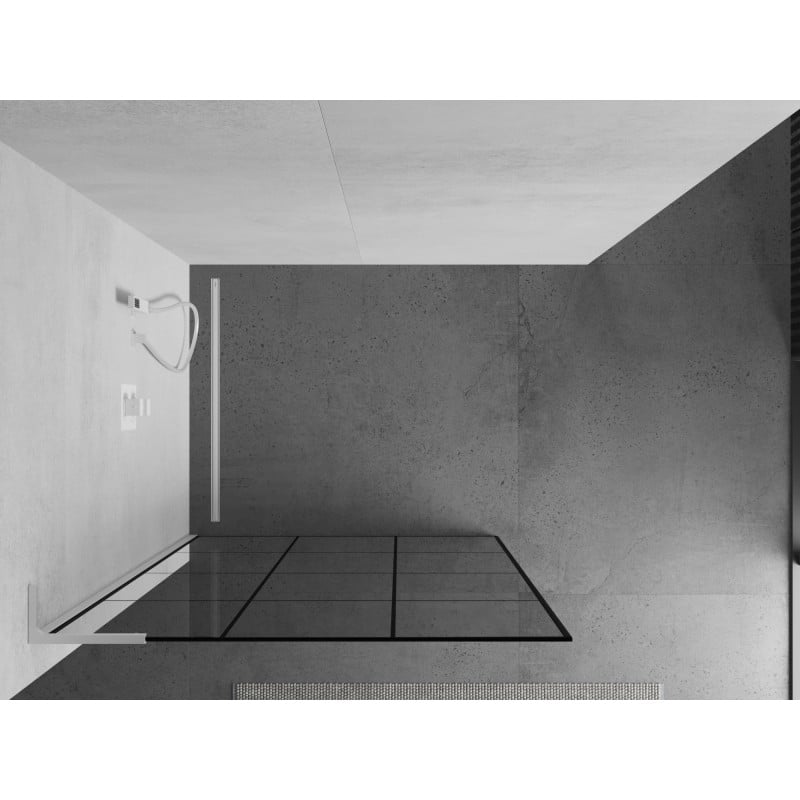 Mexen Kioto L pannello doccia Walk-in 100 x 200 cm, griglia nera, bianca - 800-100-103-20-77