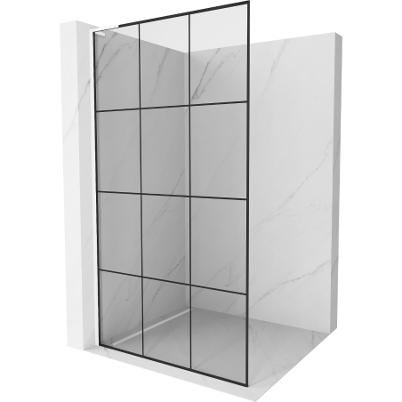 Mexen Kioto L Duschwand Walk-in 100 x 200 cm, schwarzes Muster, weiß - 800-100-103-20-77