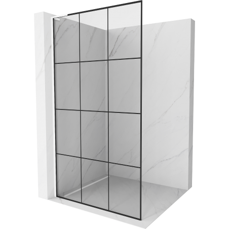 Mexen Kioto L Duschwand Walk-in 120 x 200 cm, schwarzes Gitter, weiß - 800-120-103-20-77
