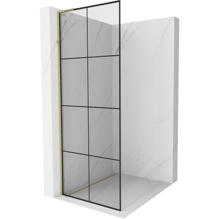 Mexen Kioto L douchewand Walk-in 70 x 200 cm, zwart raster, goud - 800-070-103-50-77