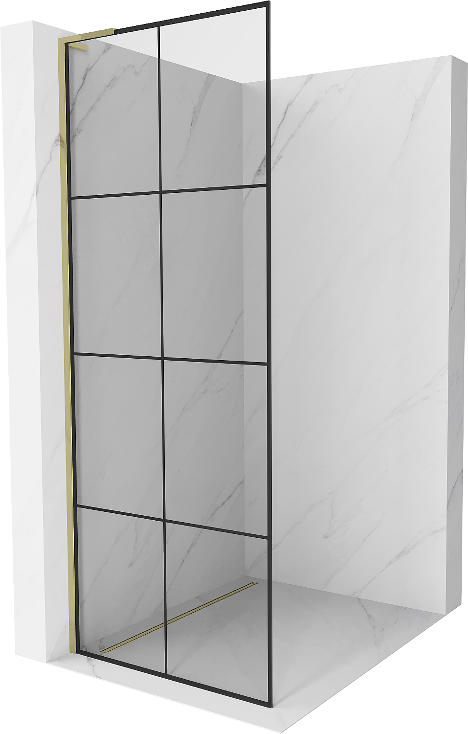Mexen Kioto L ścianka prysznicowa Walk-in 70 x 200 cm, czarny wzór, złota - 800-070-103-50-77