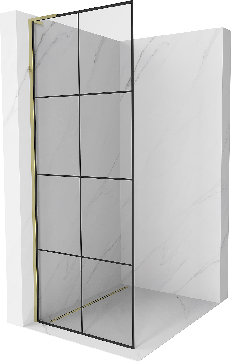 Mexen Kioto L ścianka prysznicowa Walk-in 70 x 200 cm, czarny wzór, złota - 800-070-103-50-77