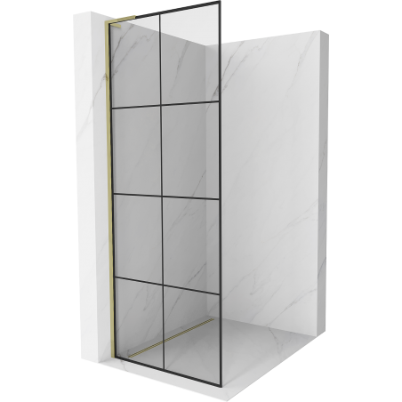 Mexen Kioto L ścianka prysznicowa Walk-in 80 x 200 cm, czarna kratka, złota - 800-080-103-50-77